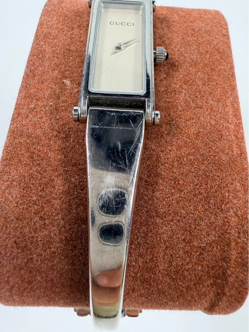 Gucci Silver Slim Rectangular Bangle Watch